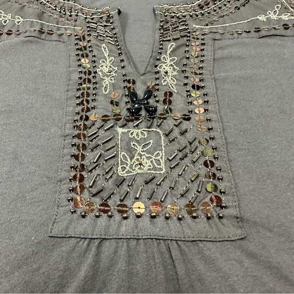 BOSTON PROPER | EMBELLISHED SLEEVELESS TANK TOP | BROWN | SZ L | - Picture 6 of 8